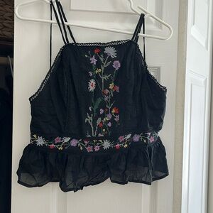 Topshop Embroidered Apron Tank